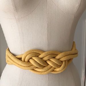 Yellow silk Obi knot belt